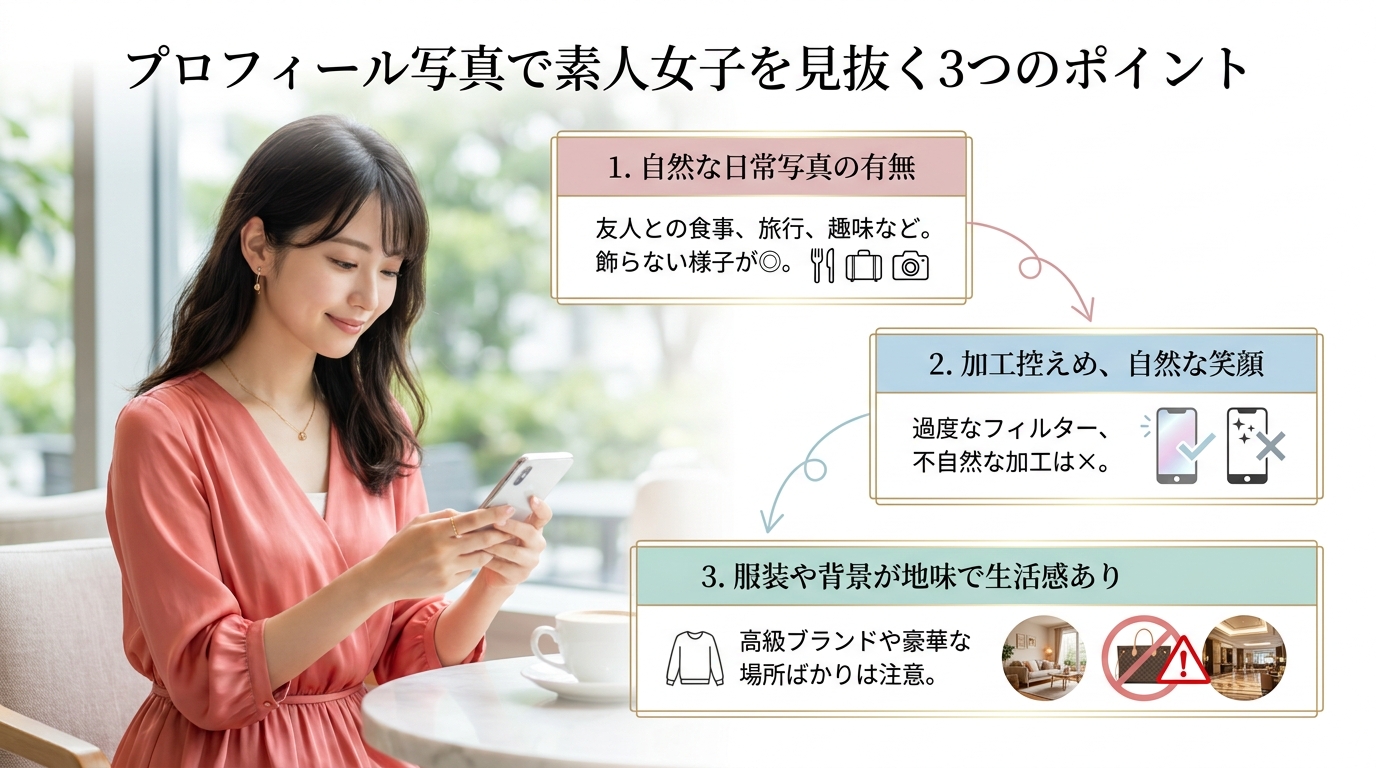 プロフィール写真で素人女子を見抜く3つのポイント