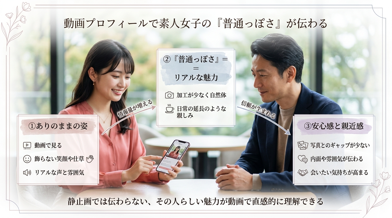動画プロフィールで素人女子の「普通っぽさ」が伝わる