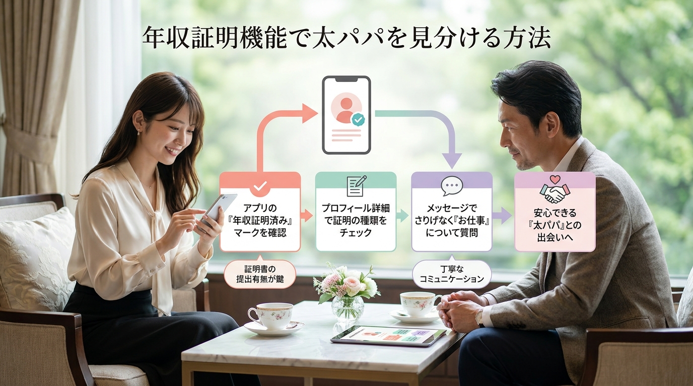 年収証明機能で太パパを見分ける方法